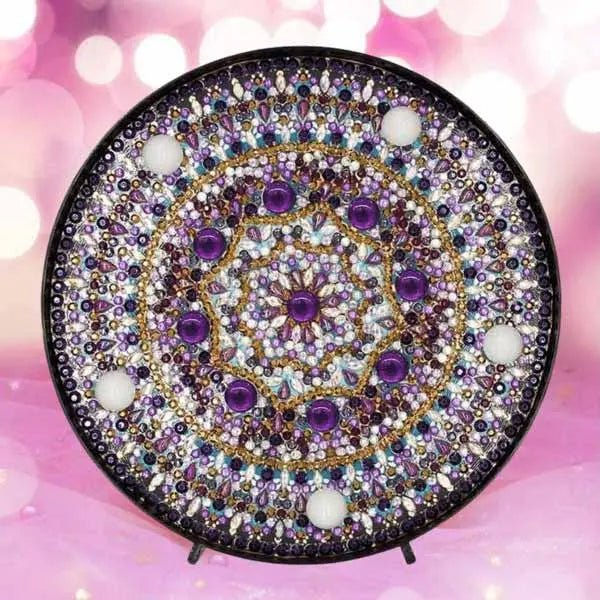 Diamond Painting LED Lampe Lila Mandala - Unique-Diamond