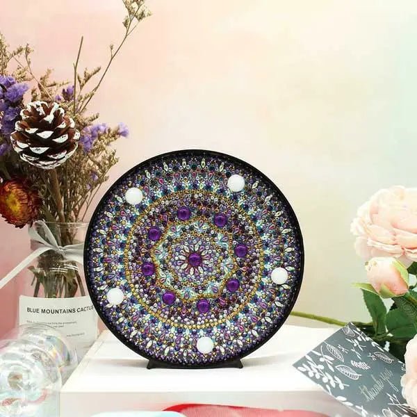 Diamond Painting LED Lampe Lila Mandala - Unique-Diamond