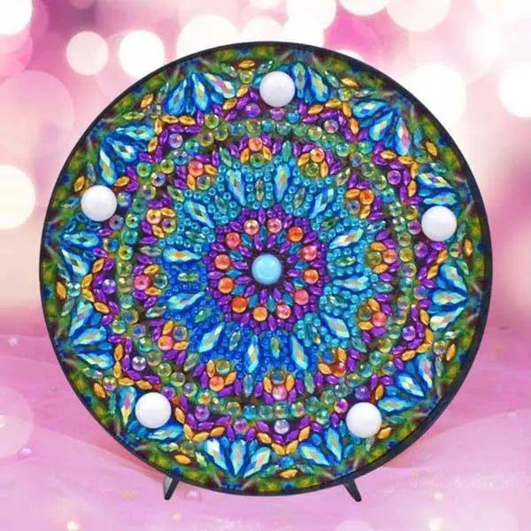 Diamond Painting LED Lampe Mandala Blau - Unique-Diamond