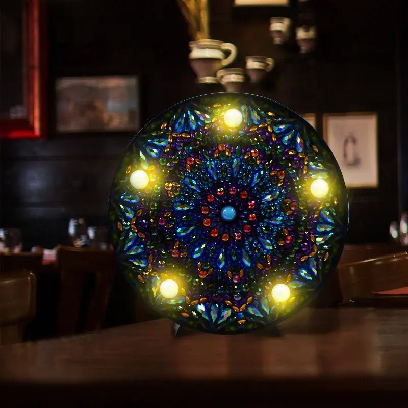 Diamond Painting LED Lampe Mandala Blau - Unique-Diamond