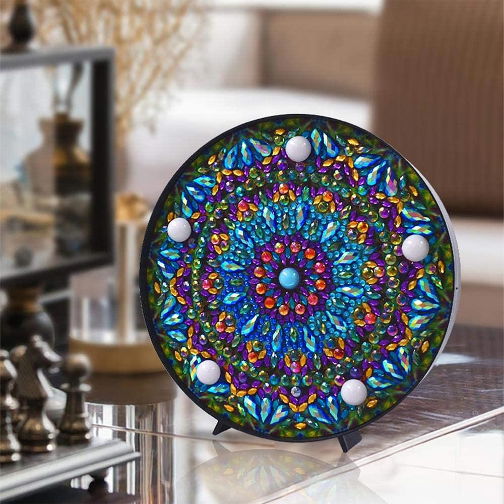 Diamond Painting LED Lampe Mandala Blau - Unique-Diamond