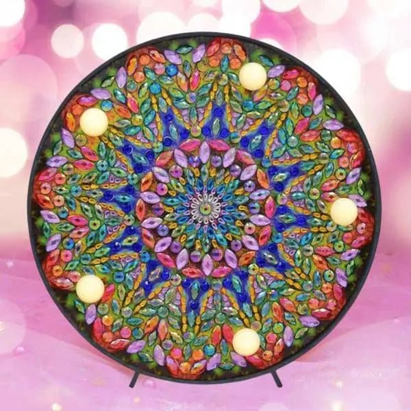 Diamond Painting LED Lampe Mandala Grün - Unique-Diamond